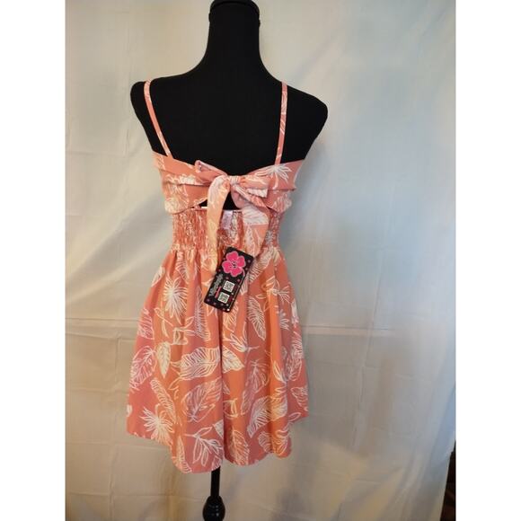 NWT Vilkoketa Front Knot Floral Women's Romper Tie & Elastic Back Pink White - Picture 4 of 8